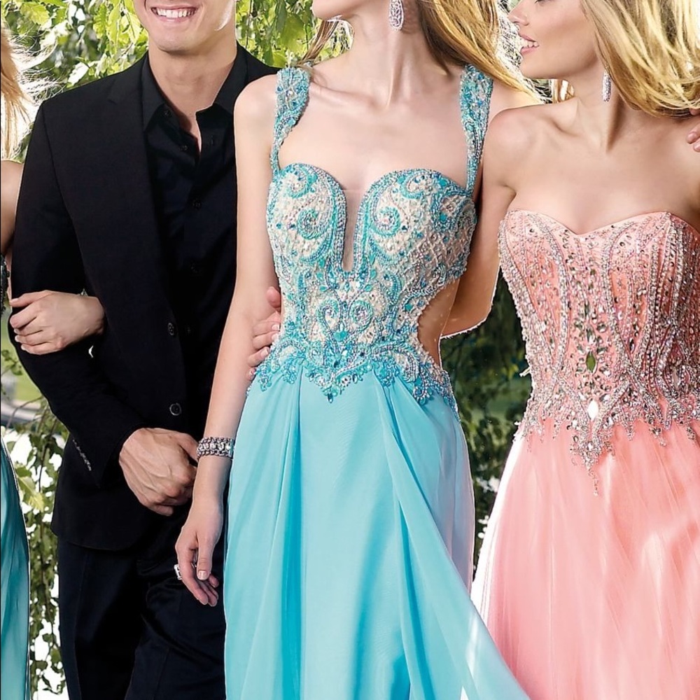 Navy blue Alyce Paris formal prom gown size 12